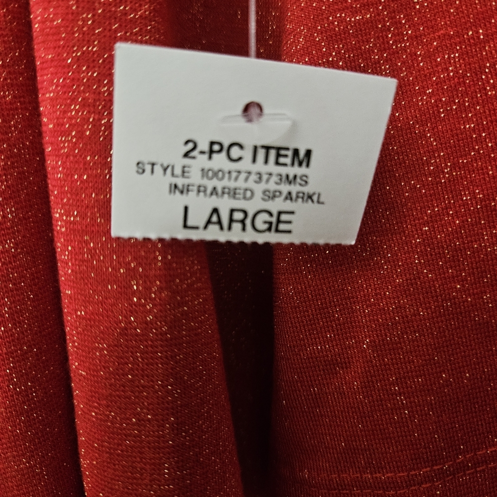NWT I.n.c. International Concepts Women's 2-Pc. Sparkle Red Robe & Chemise Set L - Picture 5 of 8